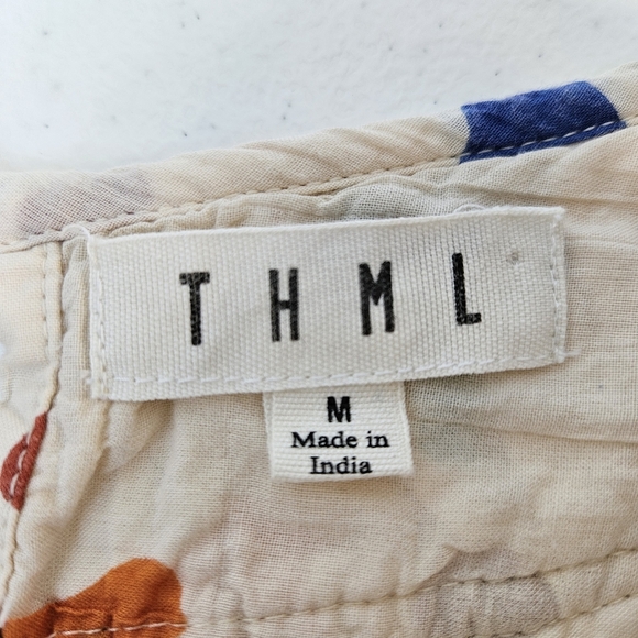 THML Confetti Print Puff Sleeve Top Womens M Cream/multicolor - Picture 3 of 9